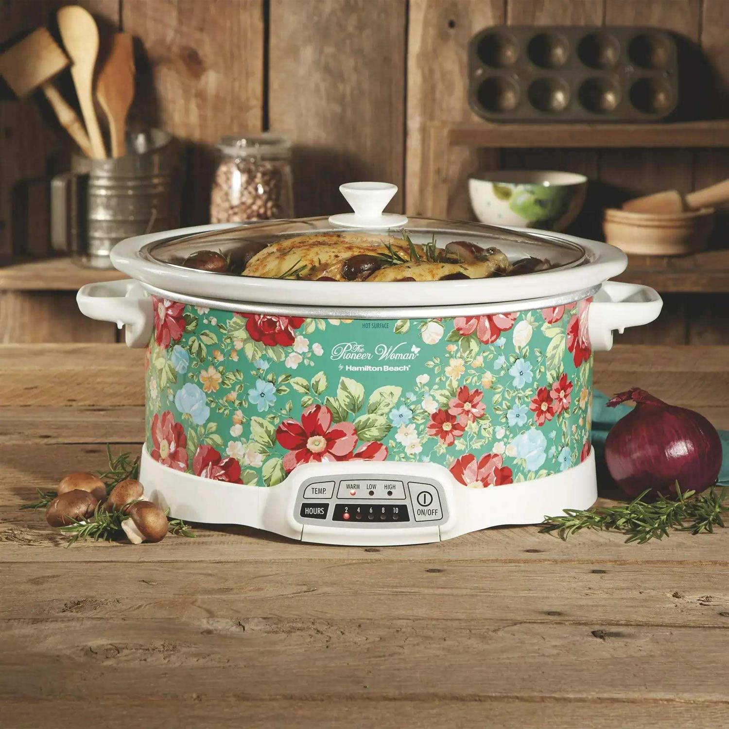 The Pioneer Woman 7 Quart Programmable Slow Cooker Vintage Floral 33479 - Image 2