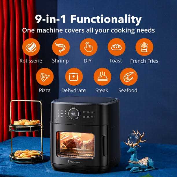 Taotronics Air Fryer 1700w 14.8 Quart 9 in 1 Air Fryer Oven Oil-less Cooker with Rotisserie Shaft - Image 2