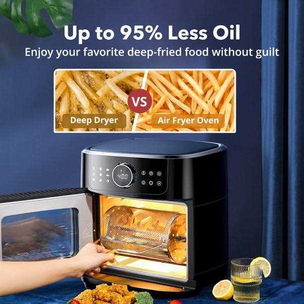 Taotronics Air Fryer 1700w 14.8 Quart 9 in 1 Air Fryer Oven Oil-less Cooker with Rotisserie Shaft - Image 3