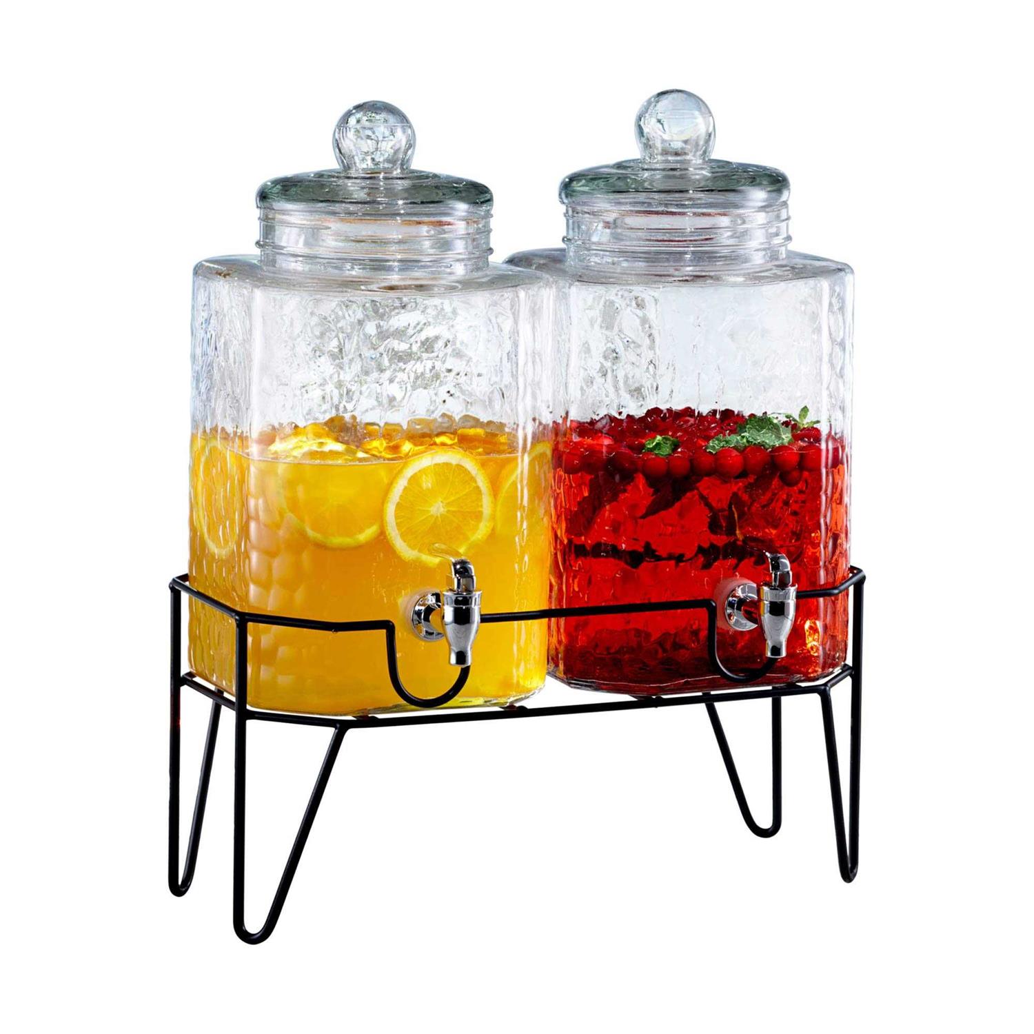 Style Setter Hamburg Glass Beverage Dispensers with Stand