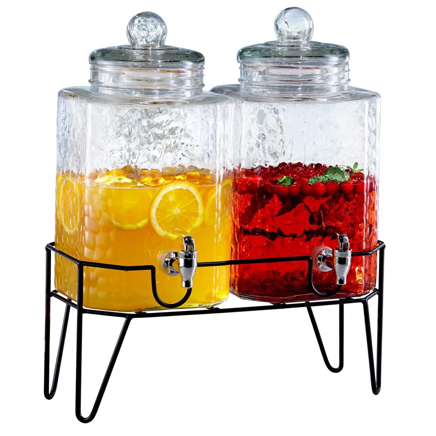 Style Setter Hamburg Glass Beverage Dispensers with Stand