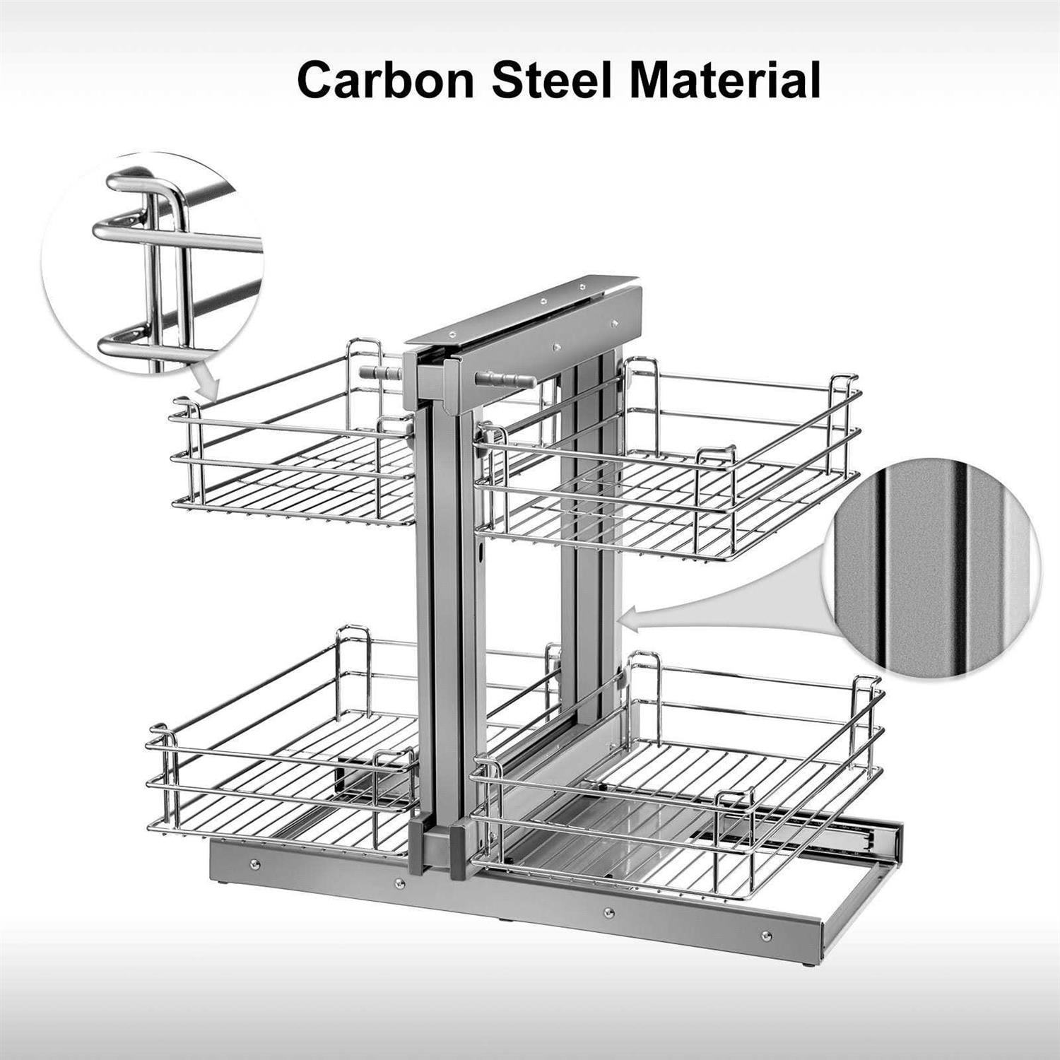 VEVOR Pull Out Blind Corner Cabinet 15.7 Inch Opening Chrome Soft Close Blind Corner with Four Shelf - Image 4