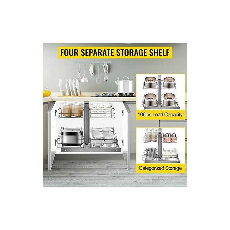 VEVOR Pull Out Blind Corner Cabinet 15.7 Inch Opening Chrome Soft Close Blind Corner with Four Shelf - Image 3