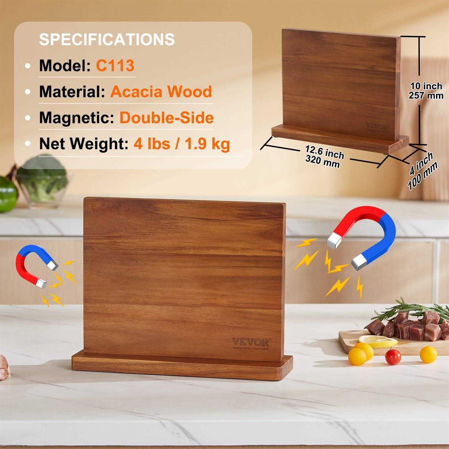 VEVOR Magnetic Knife Block 12-Knife Holder Double Sided Magnetic Knife Stand Storage - Image 3
