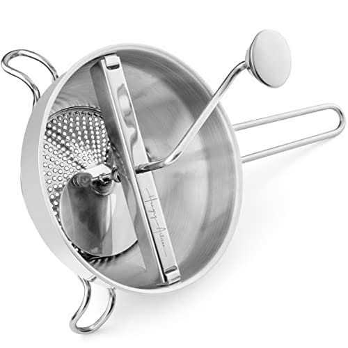 The Hungry Artisan Ergonomic Food Mill Stainless Steel With 3 Grinding Milling Discs
