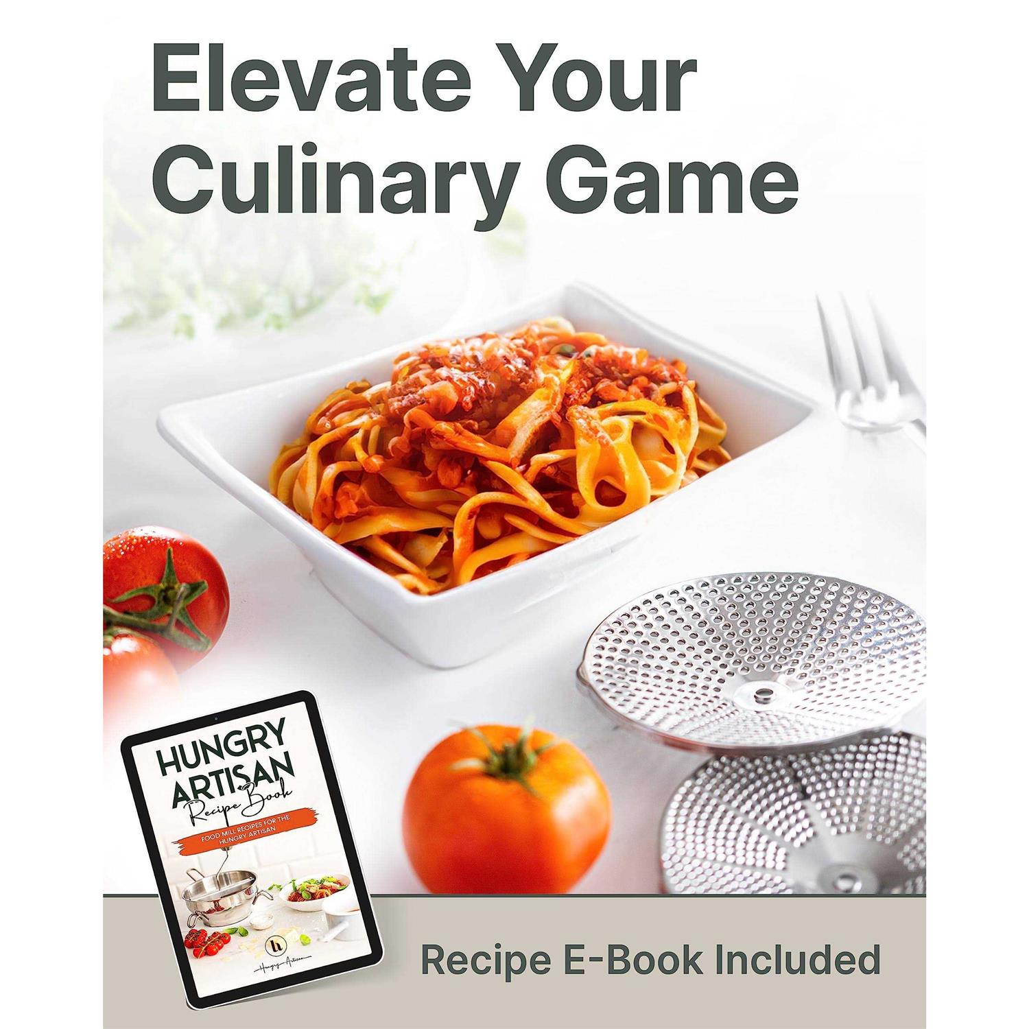 The Hungry Artisan Ergonomic Food Mill Stainless Steel With 3 Grinding Milling Discs - Image 4