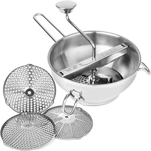 The Hungry Artisan Ergonomic Food Mill Stainless Steel With 3 Grinding Milling Discs - Image 5