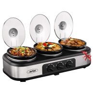 Sunvivi Electric Slow Cooker 3×1.5 Quart Triple Slow Cooker Buffet Server Food Warmer Cooker Pot for Party Holiday
