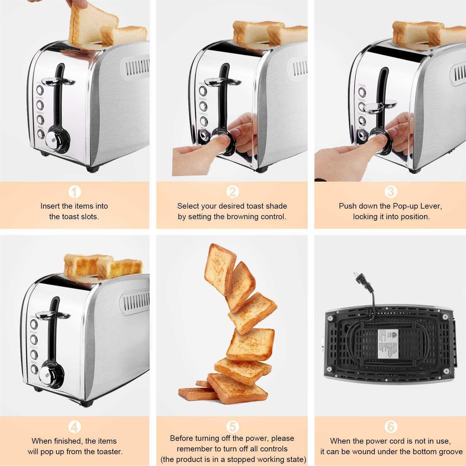 Toaster 2 Slice JEWJIO Stainless Steel Retro Toaster With 1.5 Extra Wide Slot - Image 2