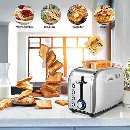 Toaster 2 Slice JEWJIO Stainless Steel Retro Toaster With 1.5 Extra Wide Slot - Image 5