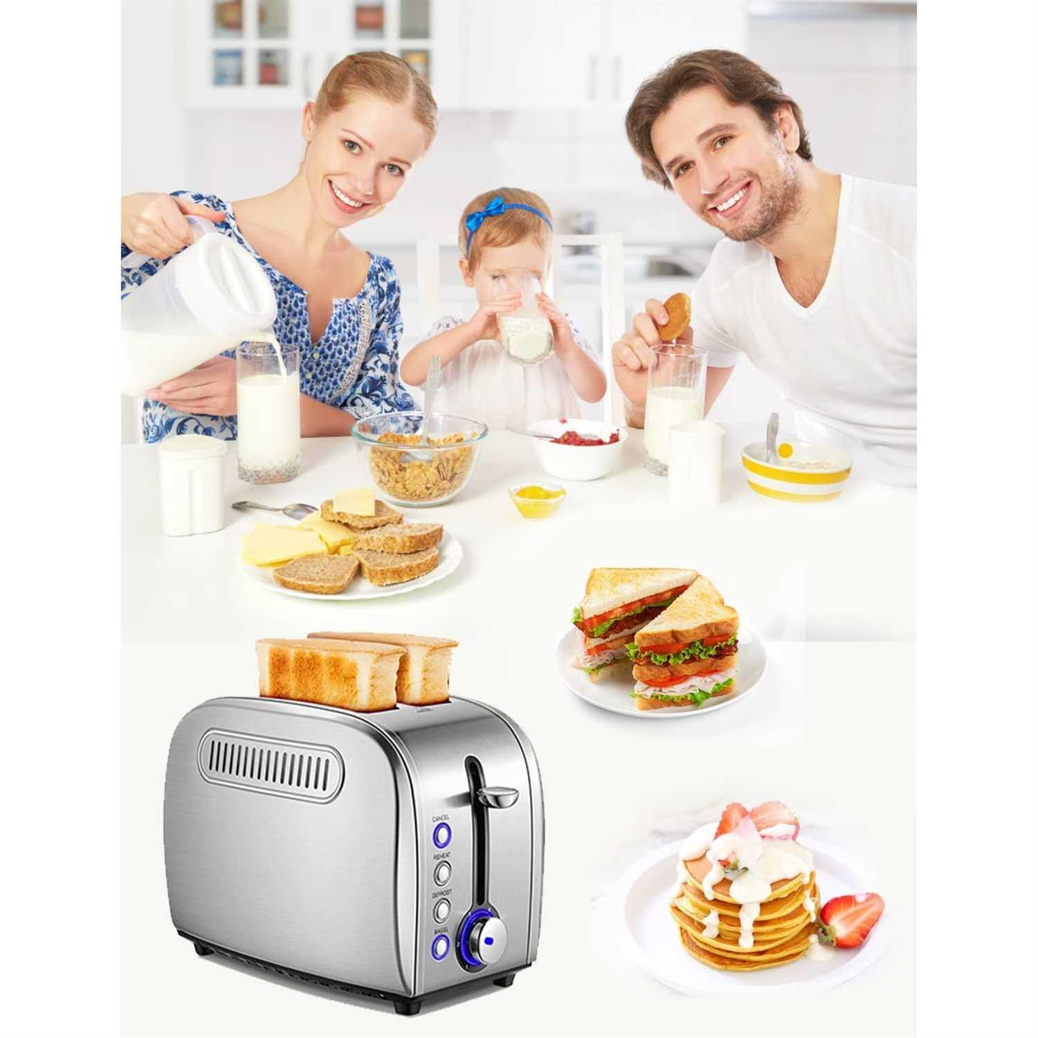 Toaster 2 Slice JEWJIO Stainless Steel Retro Toaster With 1.5 Extra Wide Slot - Image 5