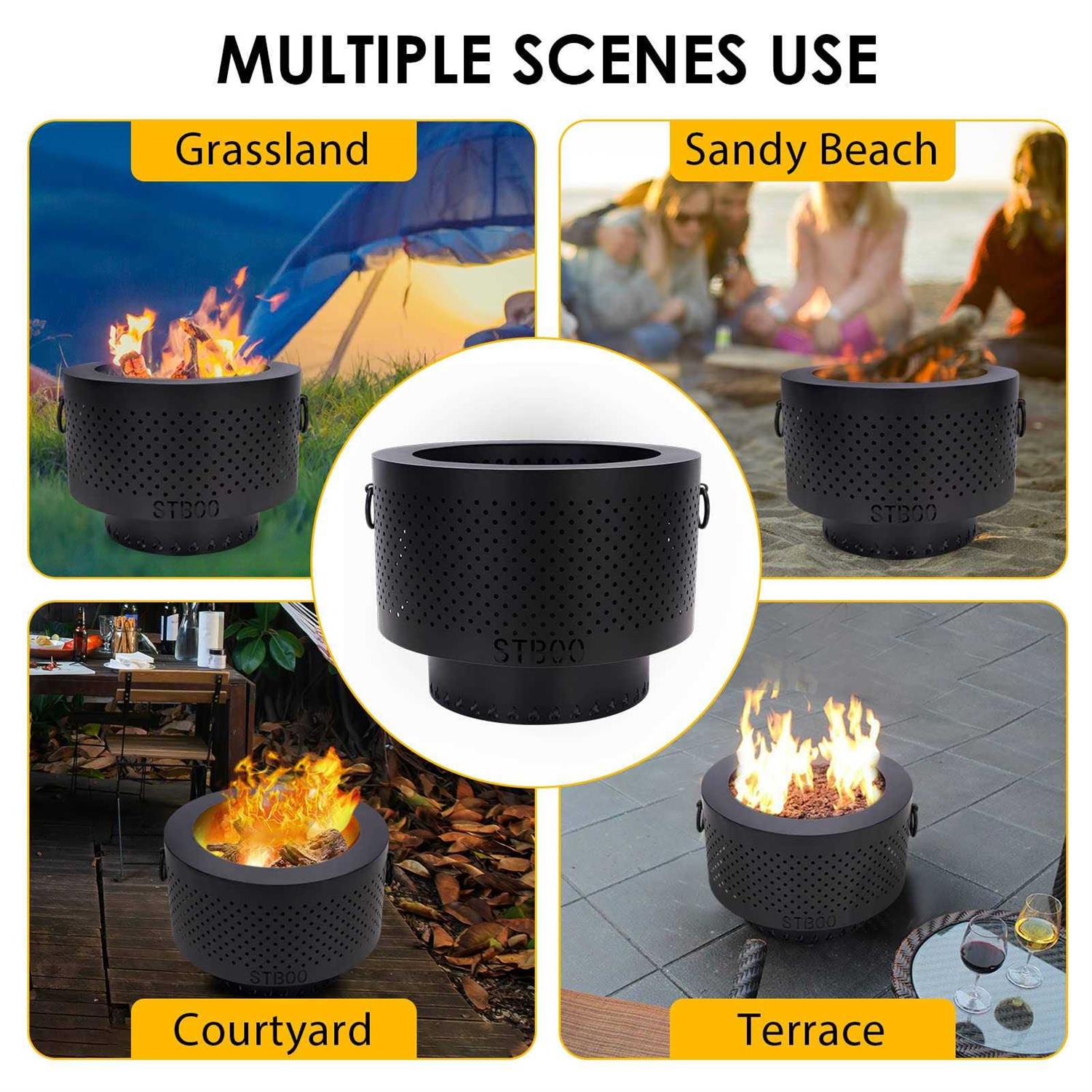 STBoo Smokeless Fire Pits for Outside with Portable Carrying Storage Bag - Image 3