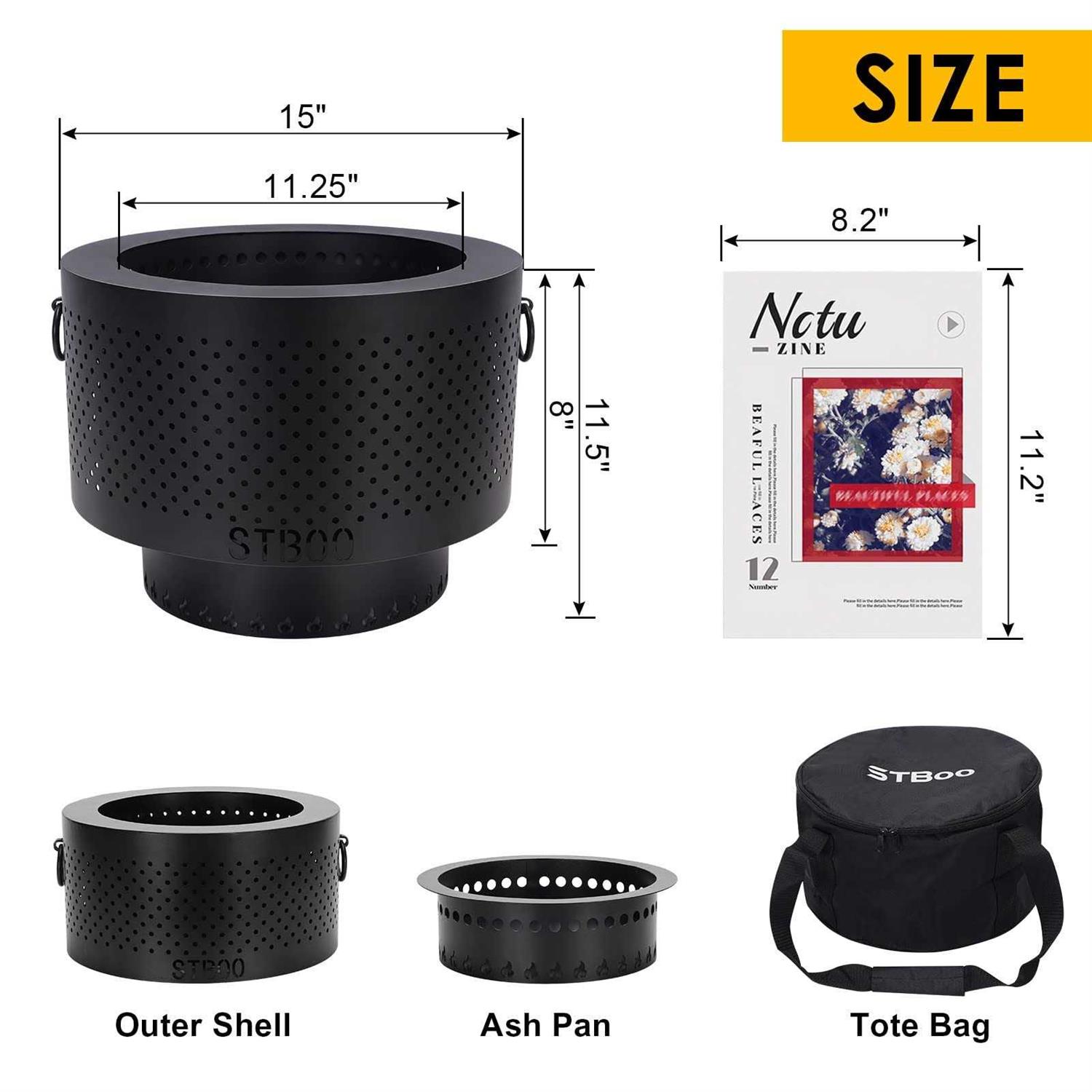 STBoo Smokeless Fire Pits for Outside with Portable Carrying Storage Bag - Image 4