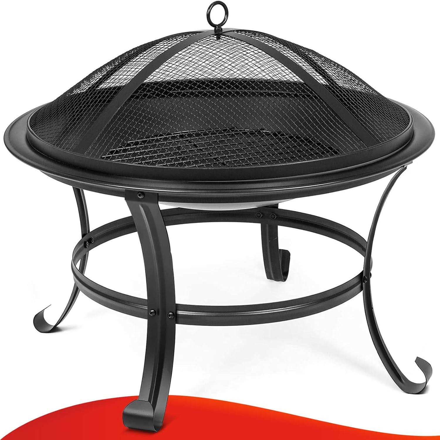 SINGLYFIRE 22 inch Fire Pit for Outside Outdoor Wood Burning Small Bonfire Pit Steel Firepit Bowl for Patio Camping Backyard Dec - Image 5