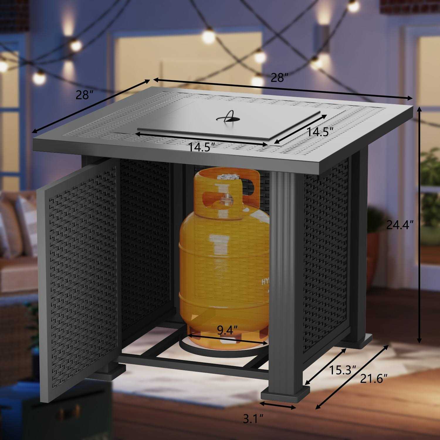 Devoko 28 Square 50000 BTU Propane Fire Pit Table - Image 2