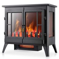 Xbeauty Electric Fireplace Stove Freestanding Fireplace Heater with Realistic Flame