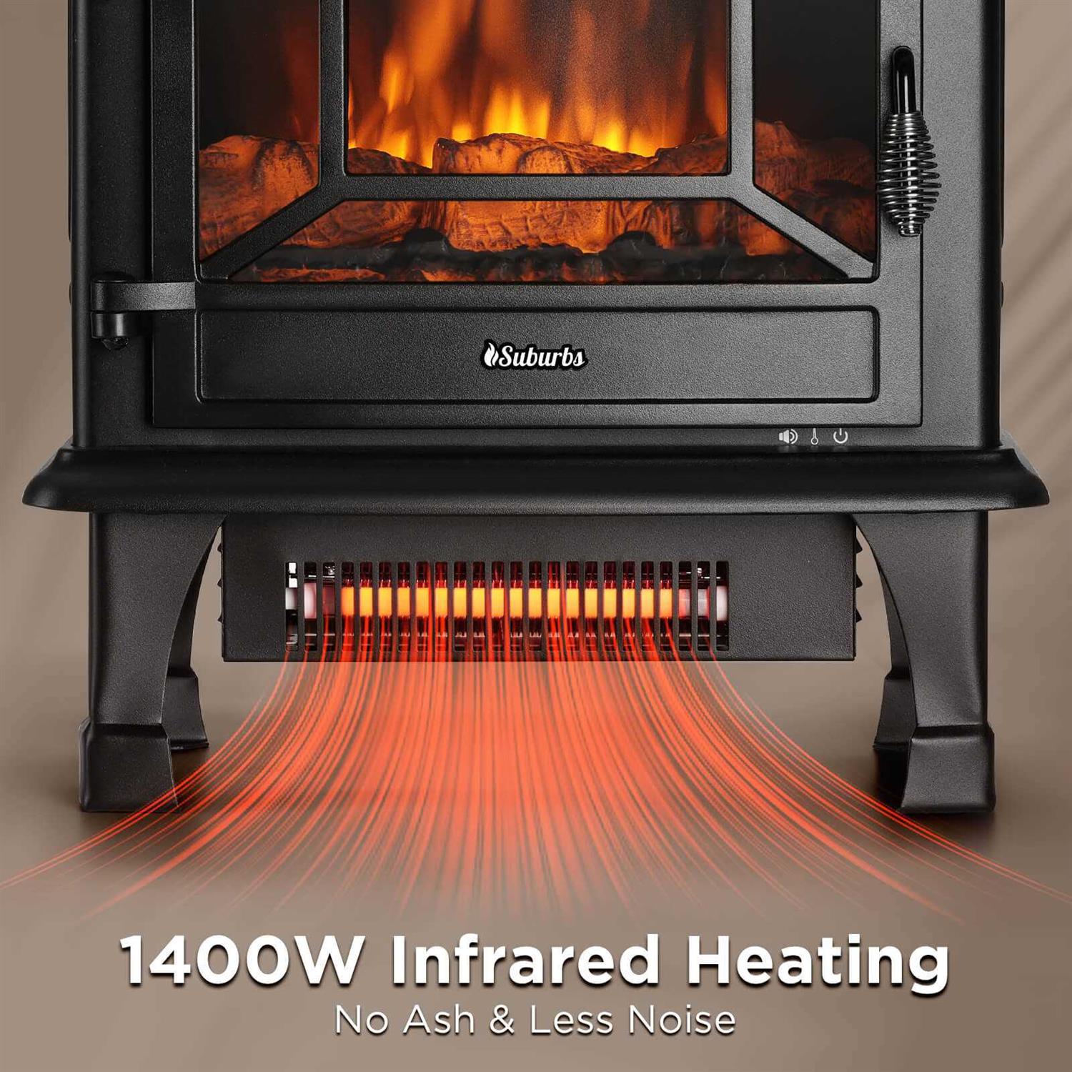 TURBRO Suburbs 20 in. Electric Fireplace Infrared Heater w/Crackling Sound - Image 4