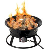 Flame King Portable Propane Outdoor Gas Fire Pit W/ Cover & Carry Kit 19-Inch 58,000 BTU
