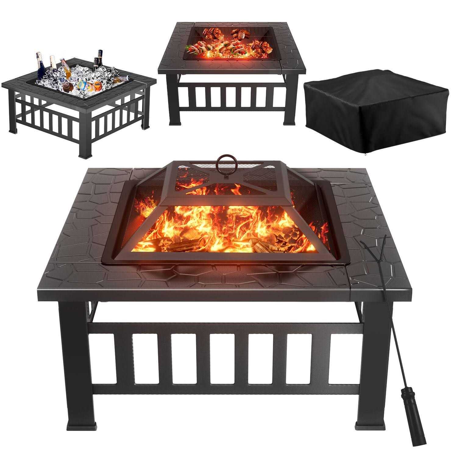 Vineego 32-in W Black Stainless Steel Wood-Burning Fire Pit LS-FPA - Image 3