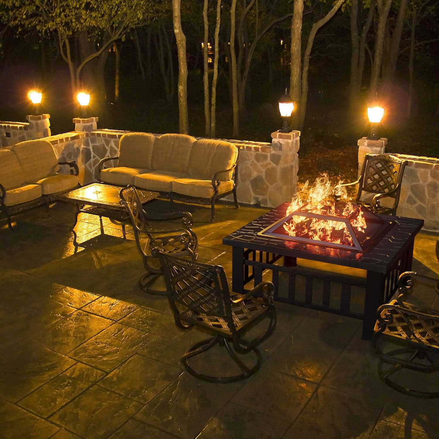 Vineego 32-in W Black Stainless Steel Wood-Burning Fire Pit LS-FPA - Image 5