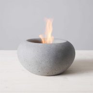 TerraFlame Stone Concrete Table Top Gel Fuel Fire Bowl Indoor and Outdoor Use TerraFlame