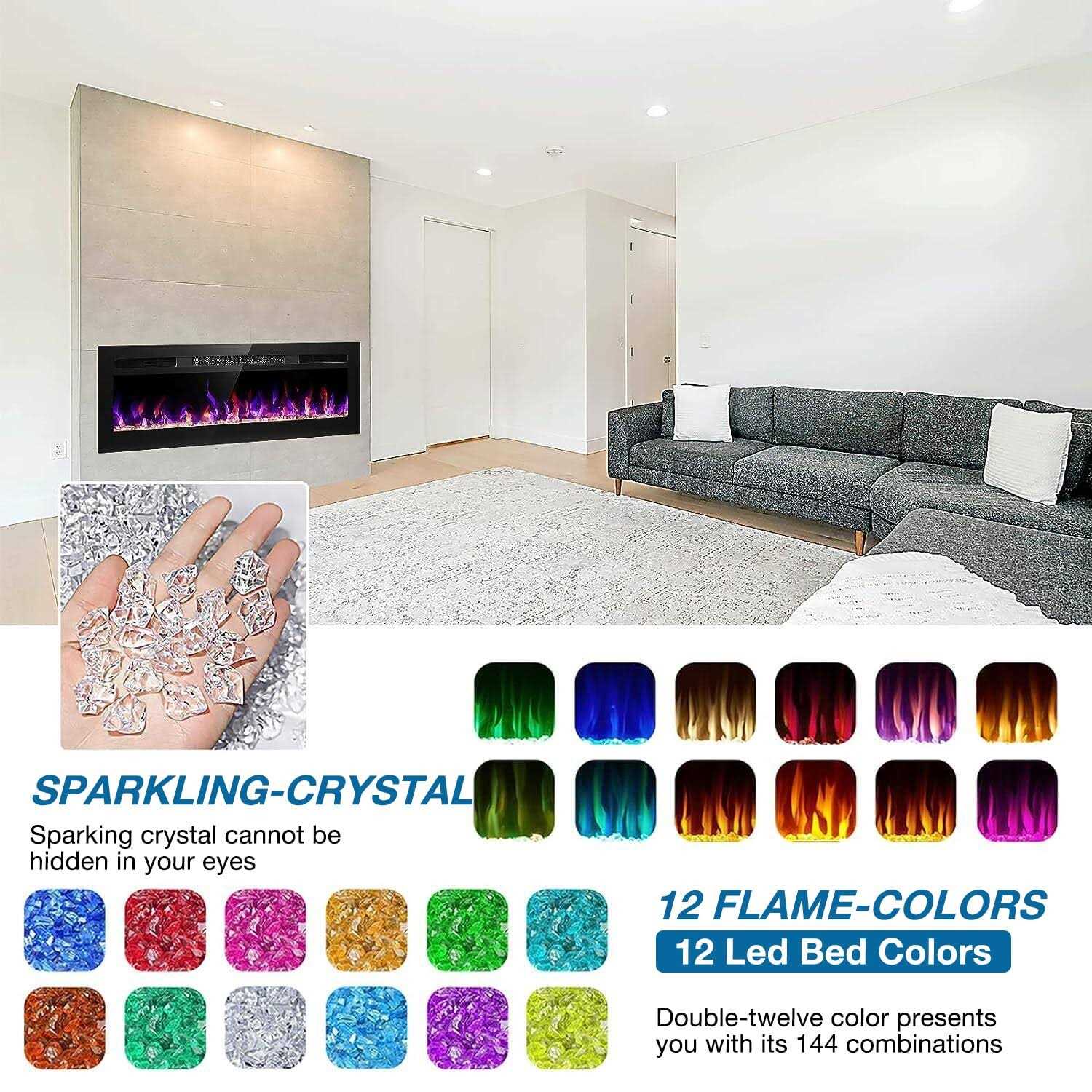 Electric Fireplace Recessed and Wall Mounted, Fireplace Heater and Linear Fireplace - Image 2