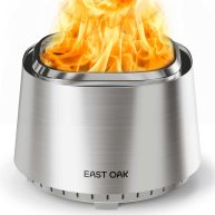 East OAK Fire Pit Smokeless 21&” for Outside Patio 304 Stainless Steel Wood Burning Fireplaces