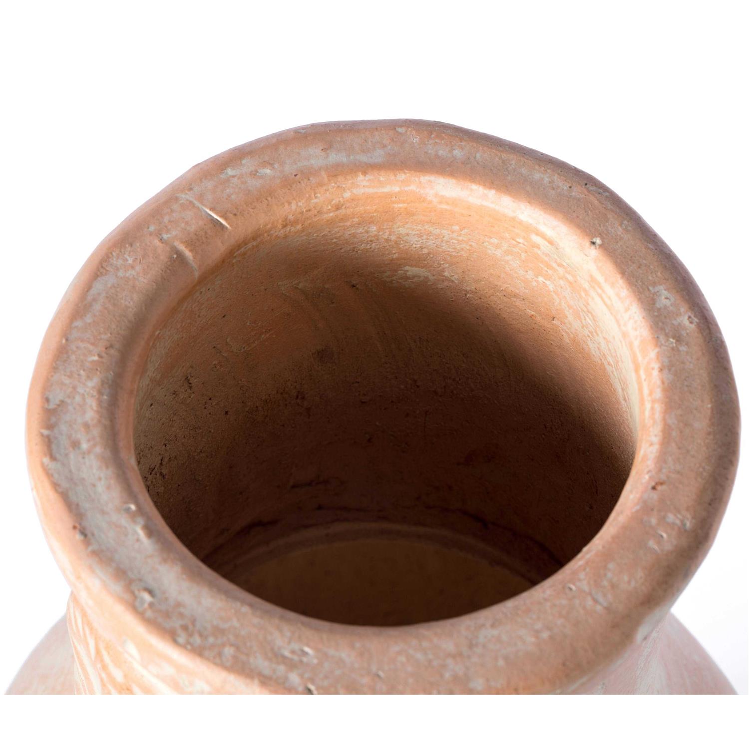 Vintiquewise Outdoor Clay Chiminea Sun Design Charcoal Burning Fire Pit with Metal Stand - Image 2