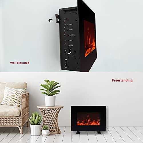 FLAME&SHADE Wall Mounted Electric Fireplace, 22-Inch Wide Flat Screen, Freestanding or Hanging Portable Room Heater with Remote - Image 4