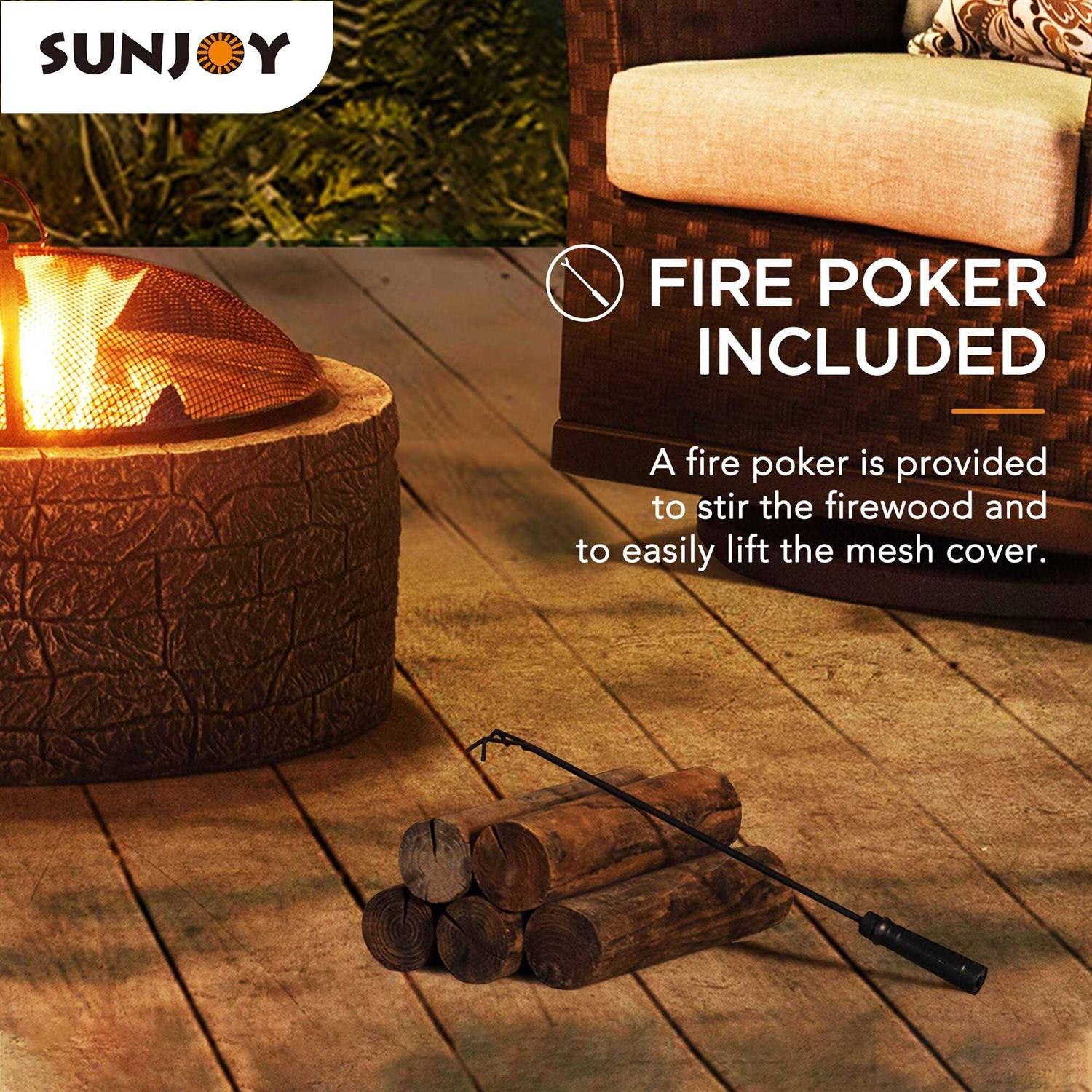 Sunjoy Stone 26 inch Round Wood-Burning Fire Pit - Image 4