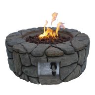 Teamson Home 28 Outdoor Round Stone Propane Gas Fire Pit