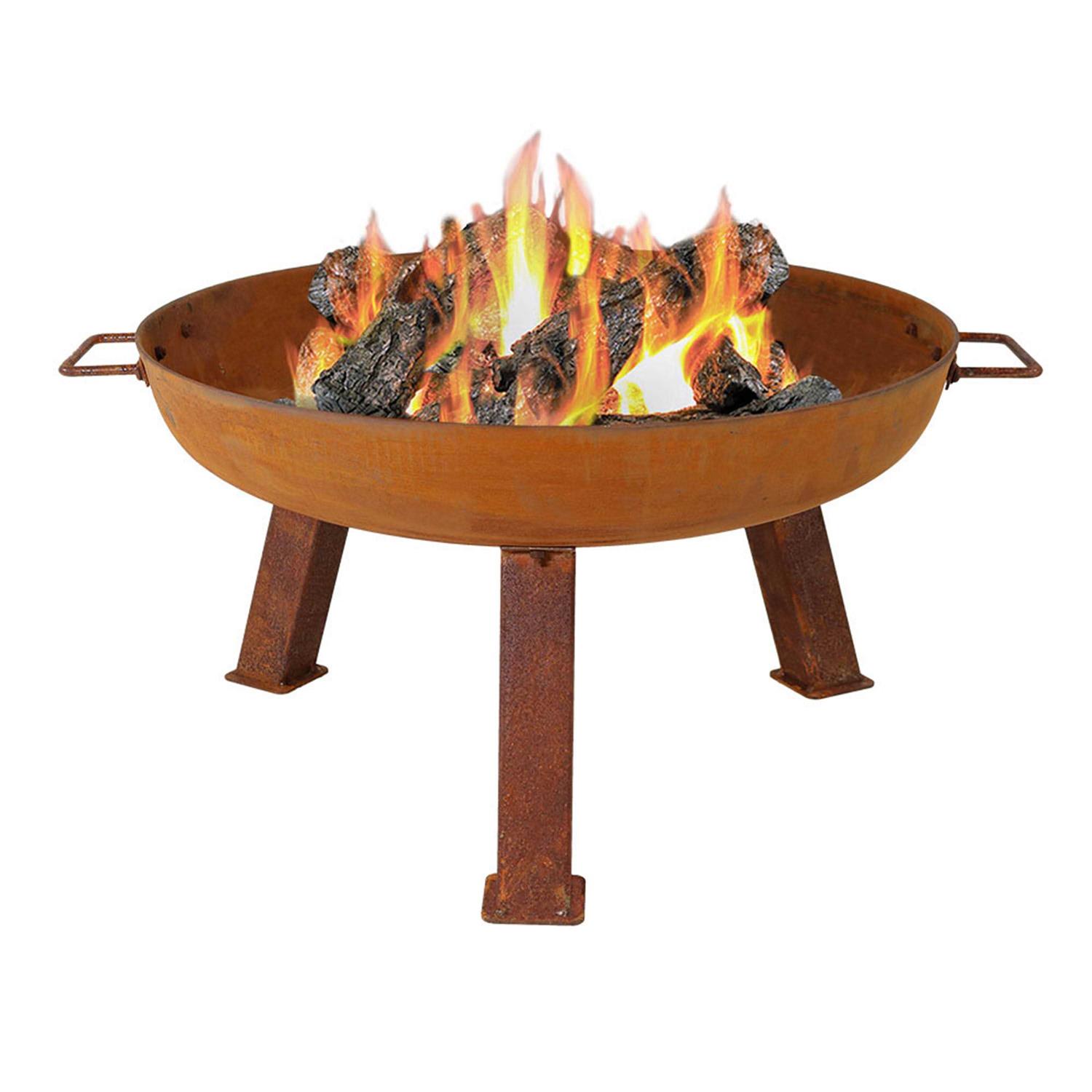 Sunnydaze Rustic Cast Iron Fire Pit Bowl with Handles