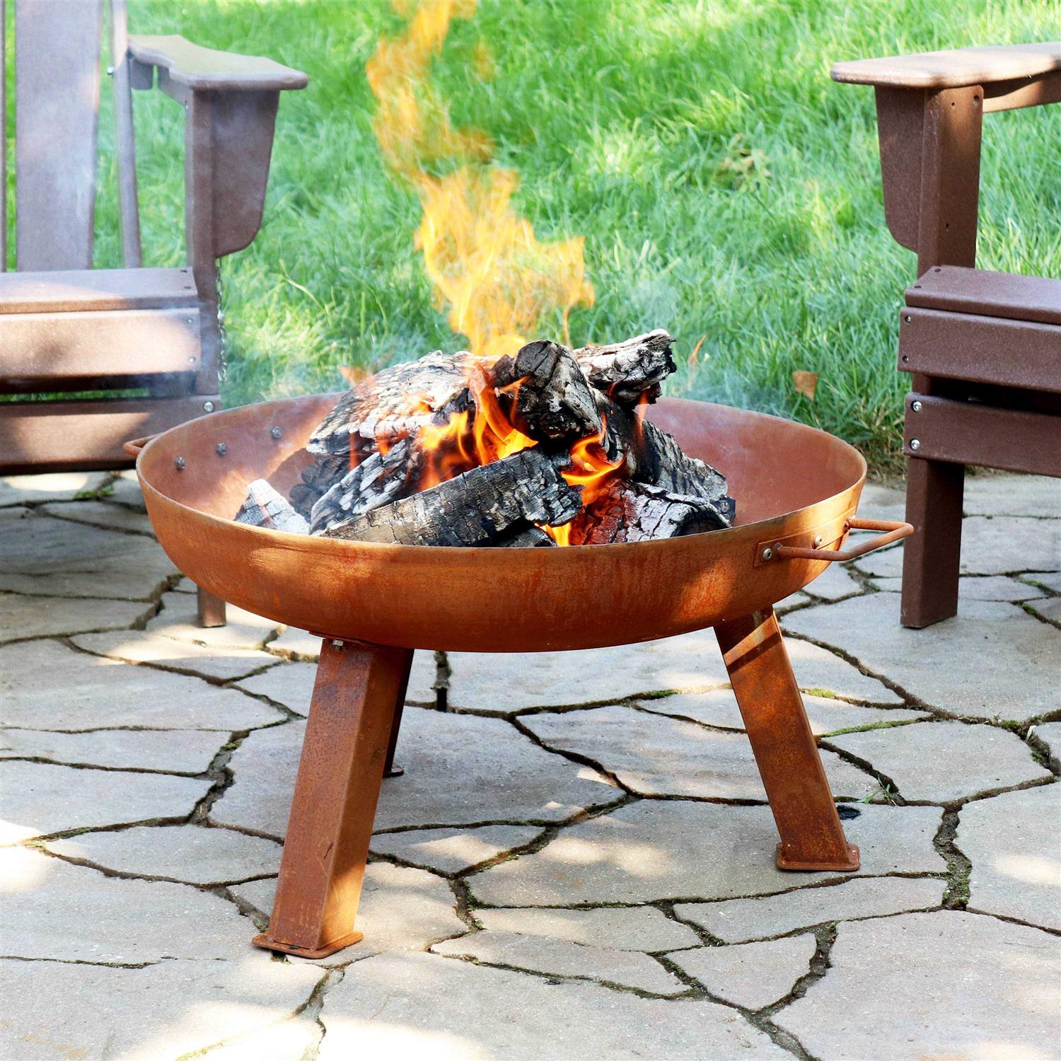 Sunnydaze Rustic Cast Iron Fire Pit Bowl with Handles - Image 3