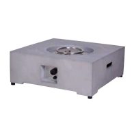 Uixe 30 in. x 11 in. Square Concrete Propane Gray Fire Pit Kit with PVC Weather Cover