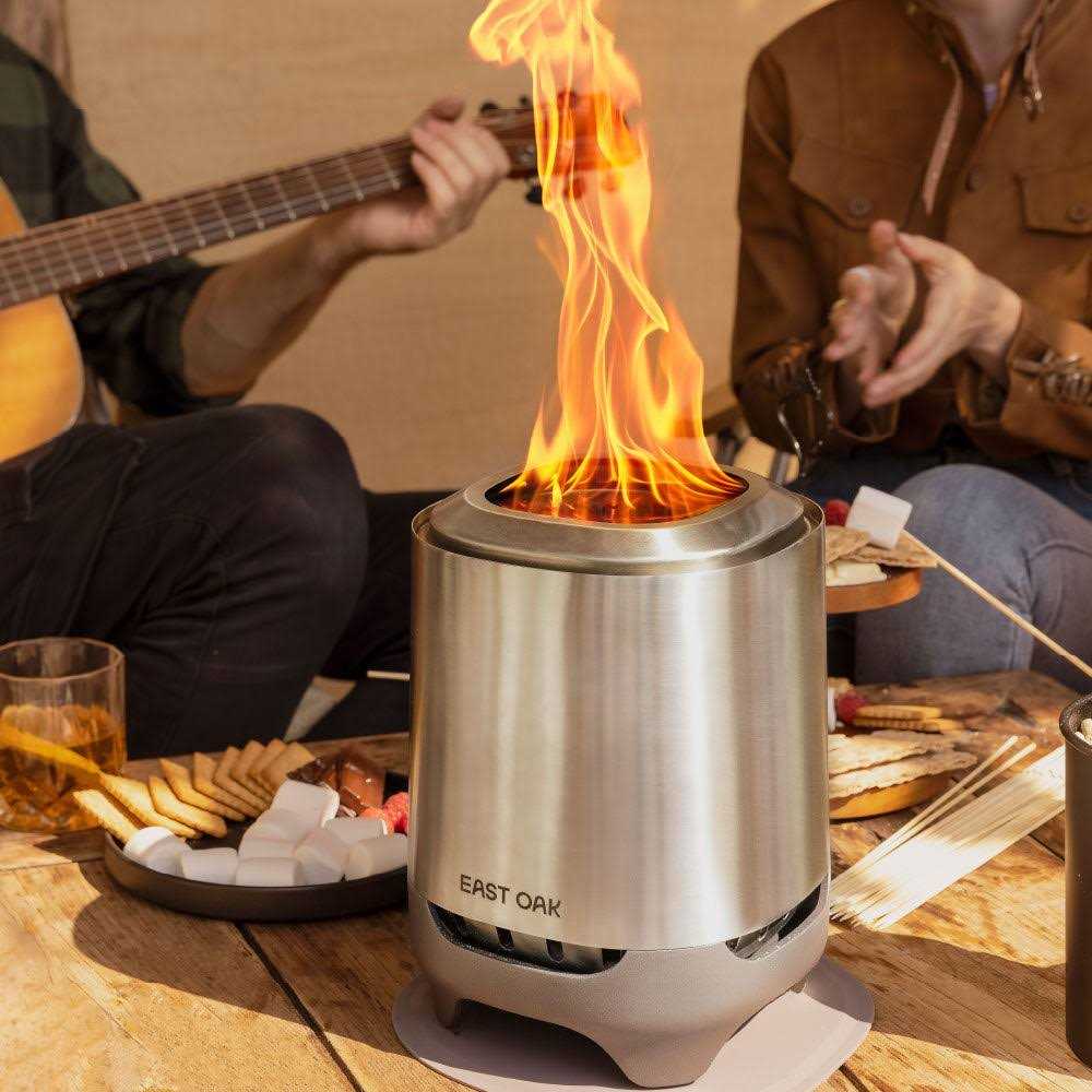 East OAK BRASA Mini Tabletop Fire Pit with Stand, for Patio and Outdoor Camping - Image 4