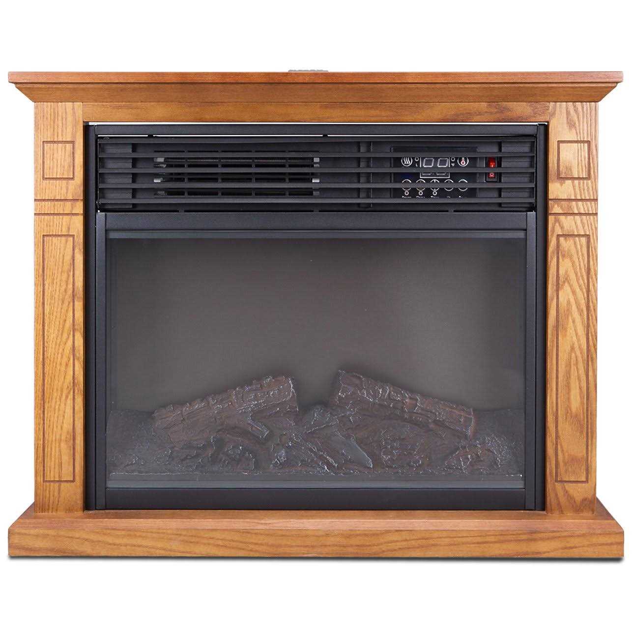 Della 1400w Deluxe Infrared Quartz Fireplace Heater Indoor Flame Wood Log Caster w/ Remote Control - Image 5