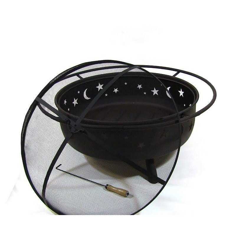 Sunnydaze Decor Cosmic 42 in. x 23 in. Large Round Steel Wood Burning Fire Pit with Spark Screen - Image 4