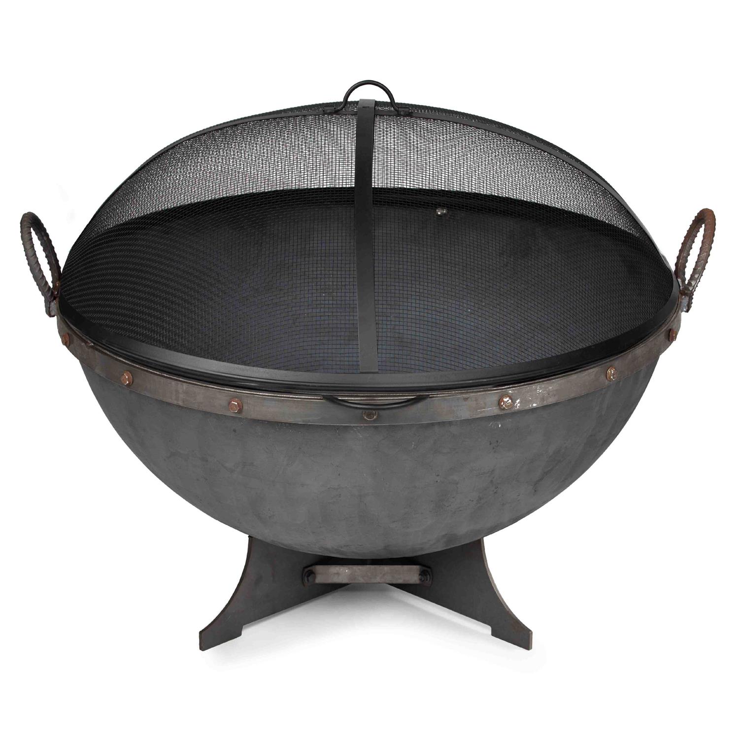 Titan Great Outdoors Hemisphere Fire Pit with Screen and Poker 32 Cast Iron - Image 4