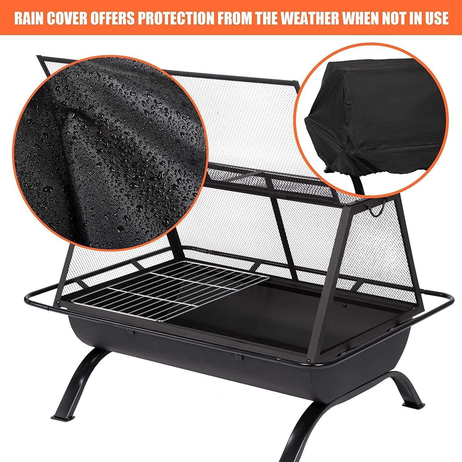 SUNCREAT 30,31,34,36,42 inches Outdoor Fire Pit with Spark Screen and Log Poker - Image 3