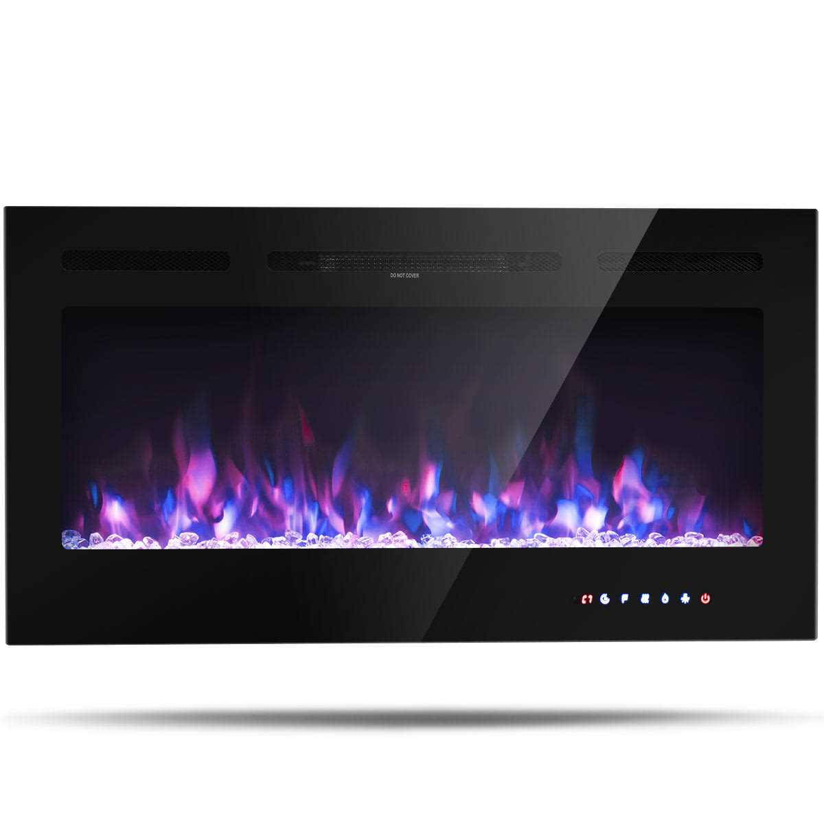 Topbuy Recessed Electric Fireplace Wall Mounted Heater w/Remote Control 750w/1500w mode Adjustable Flame