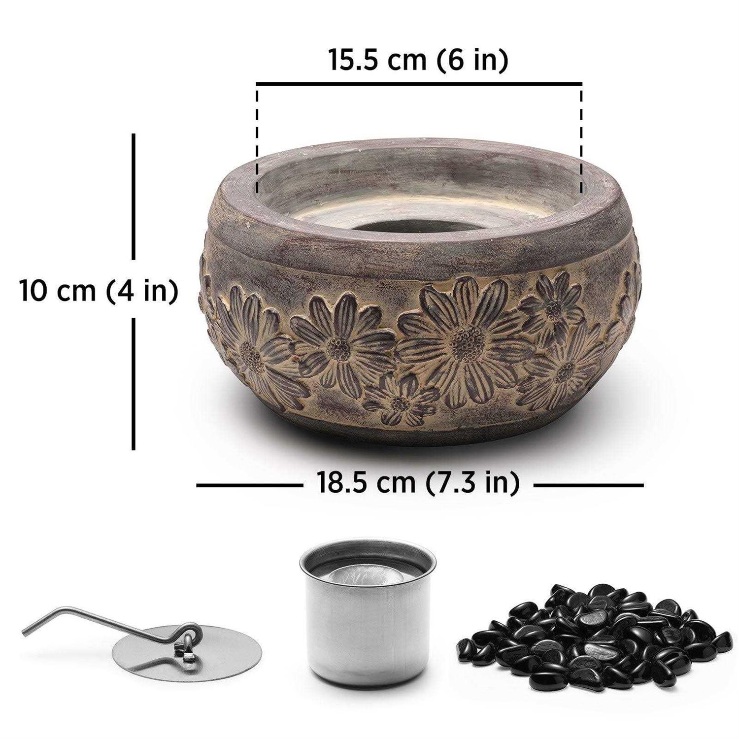 Turbro Retro Cement Tabletop Fire Pit for Outdoor Ventless Fire Bowl - Image 4