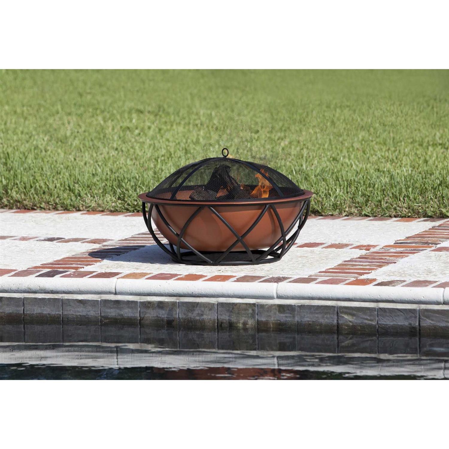 Fire Sense Barzelonia Round Copper Look Fire Pit - Image 5