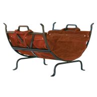 UniFlame Olde World Iron Log Holder with Suede Leather Carrier W-1189