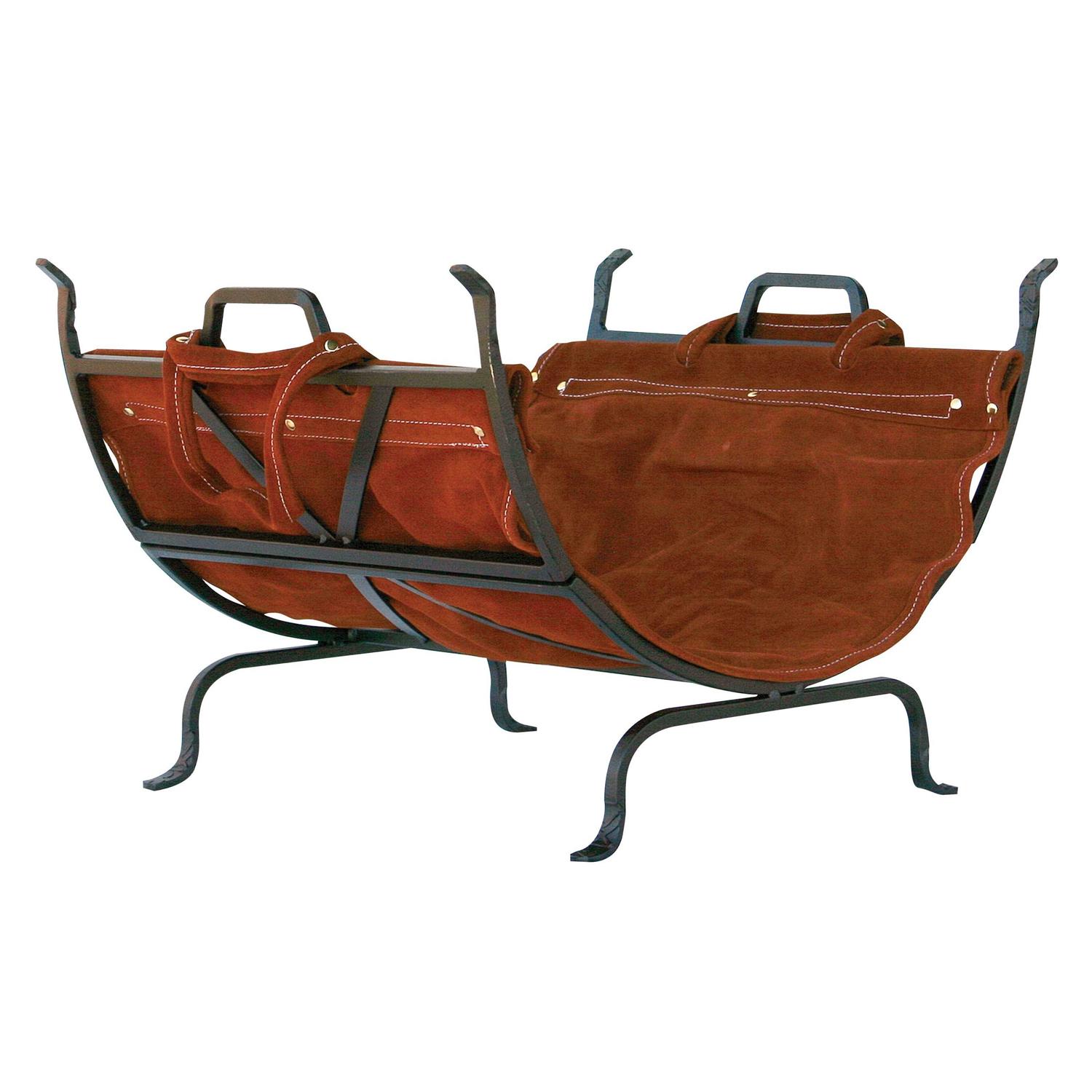 UniFlame Olde World Iron Log Holder with Suede Leather Carrier W-1189