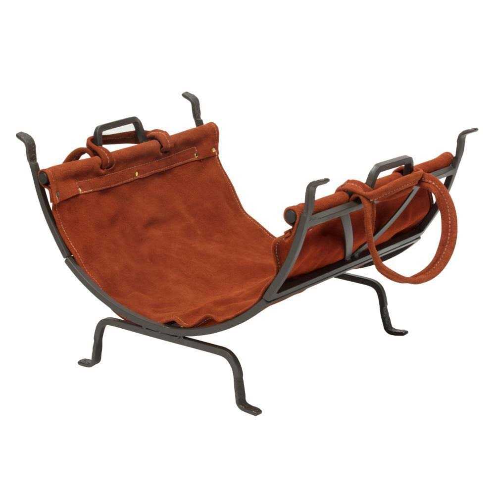 UniFlame Olde World Iron Log Holder with Suede Leather Carrier W-1189 - Image 2