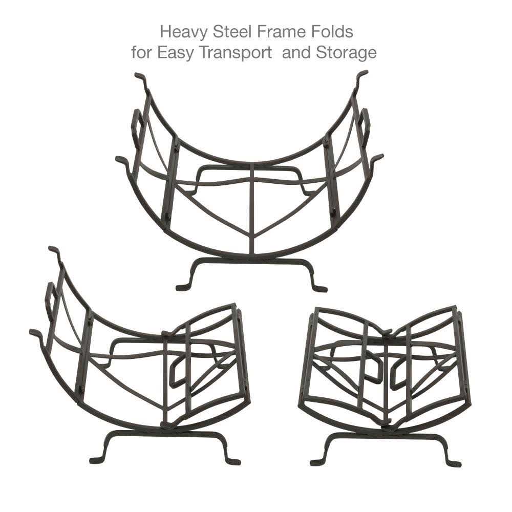 UniFlame Olde World Iron Log Holder with Suede Leather Carrier W-1189 - Image 3