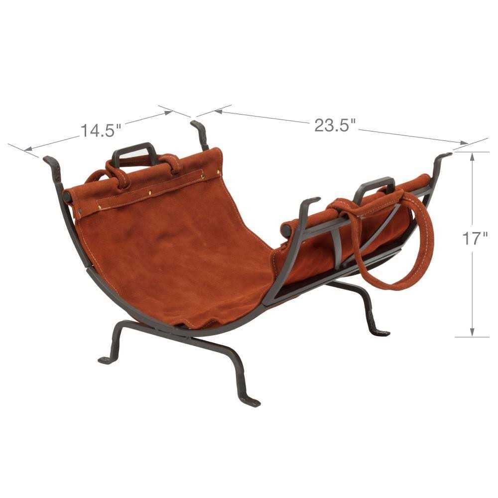 UniFlame Olde World Iron Log Holder with Suede Leather Carrier W-1189 - Image 4