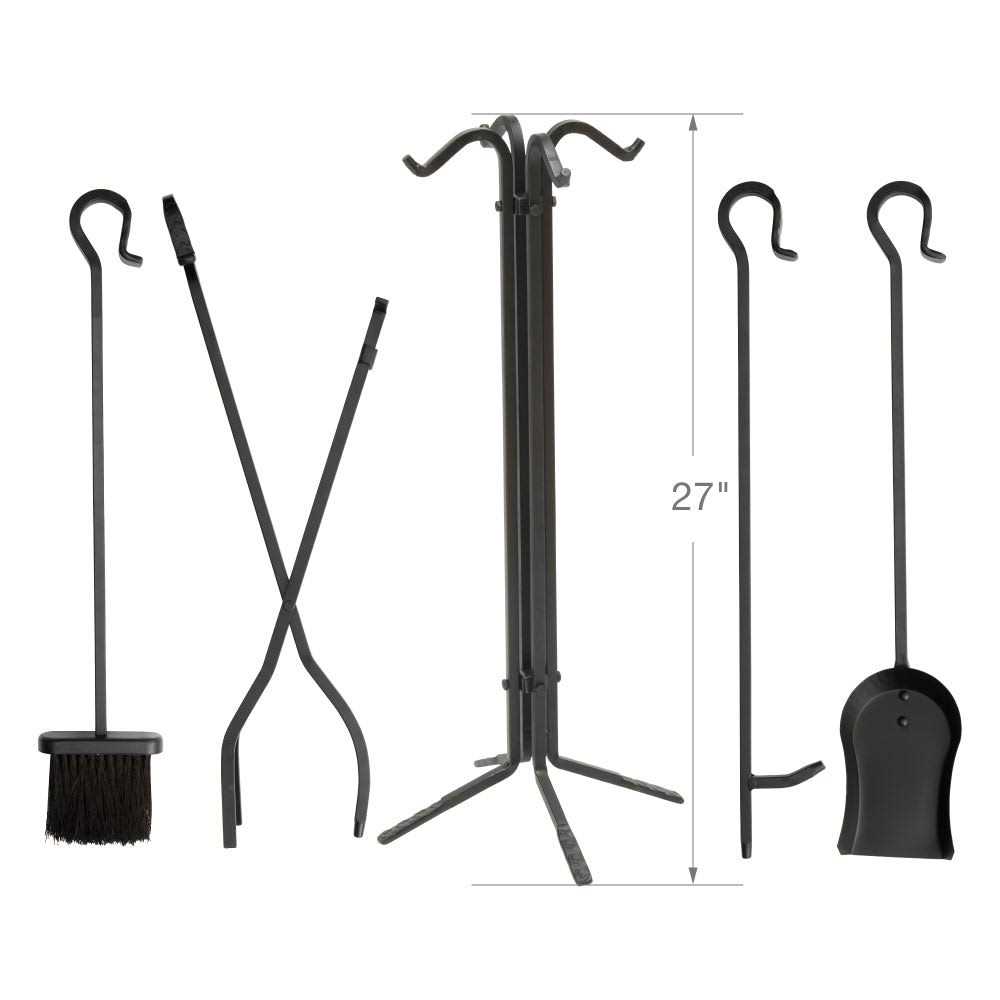 Uniflame 5 Piece Black Wrought Iron Fireset - Image 3