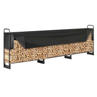 VEVOR Outdoor Firewood Rack with Cover Heavy Duty Firewood Holder & 600D Oxford Waterproof Cover for Fireplace