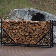 ShelterIt 8′ Straigth Firewood Log Rack with Kindling Kit 23318